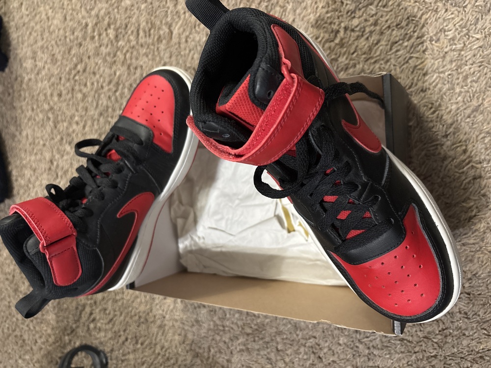 Nike Kids Red and Black High-Top Sneakers